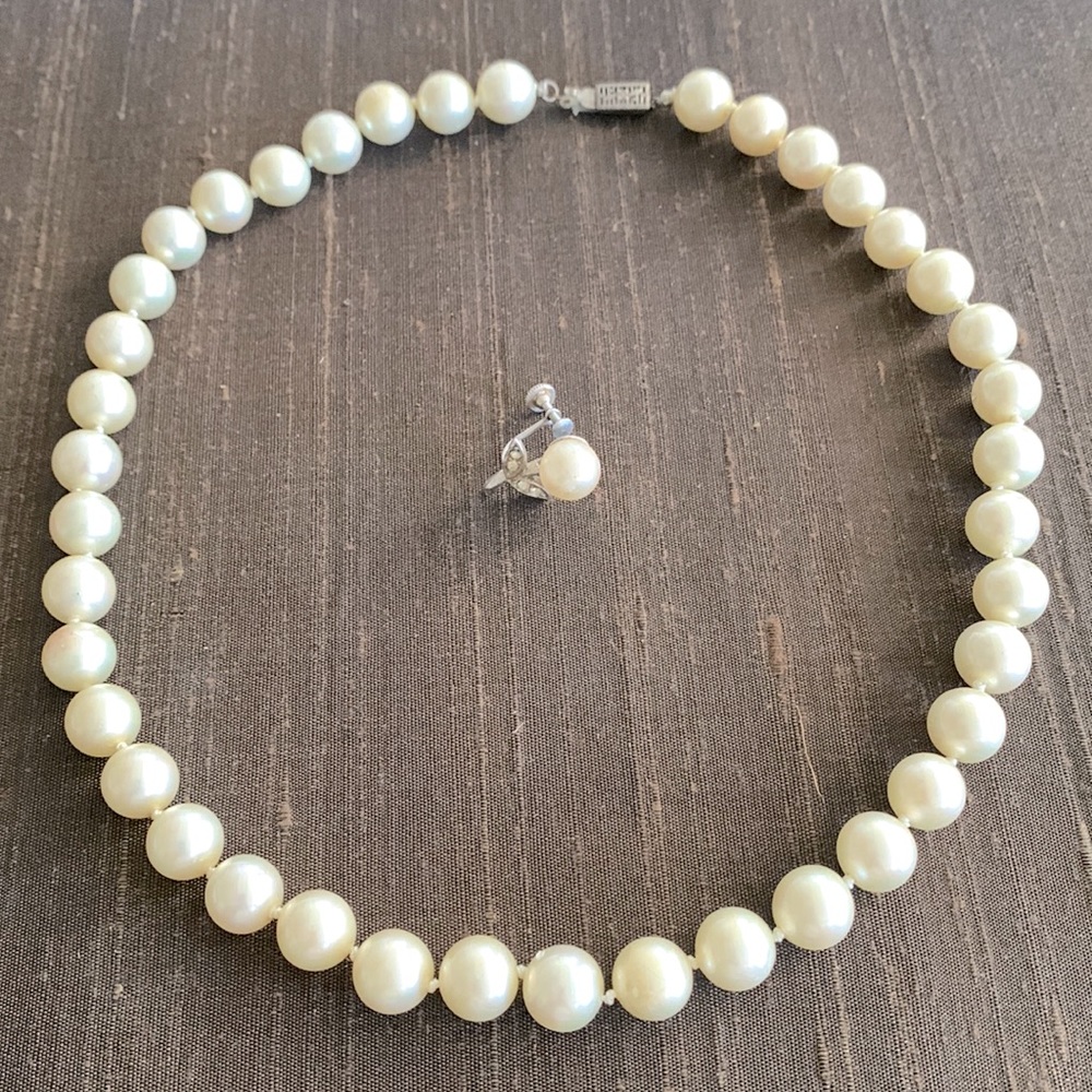 Pearl Necklace, Single Pearl Earring - Picture 1 of 4